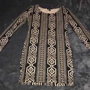 tan and black long sleeve dress